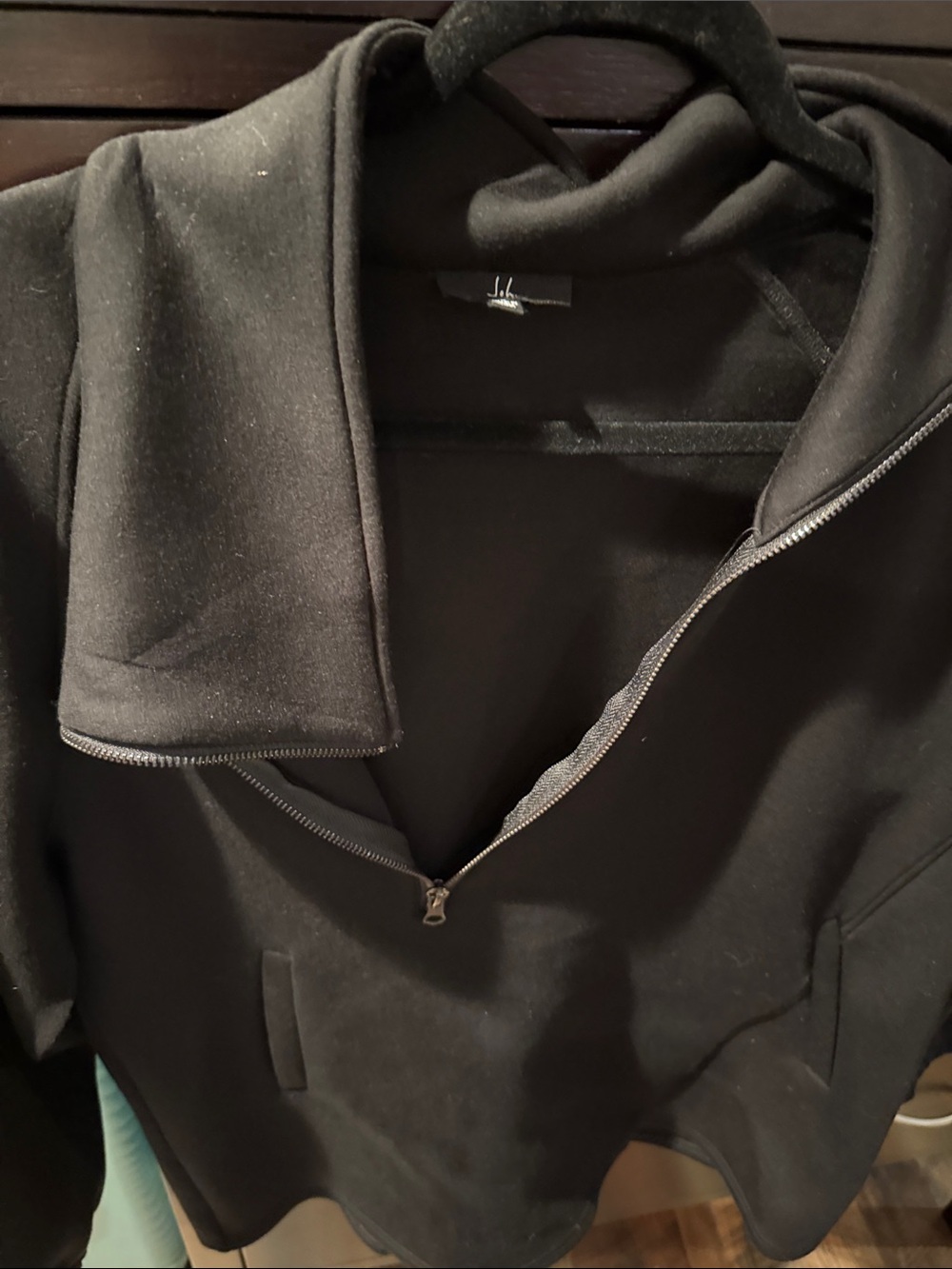 Black Half-Zip Lightweight Shirt Jacket by Unknown